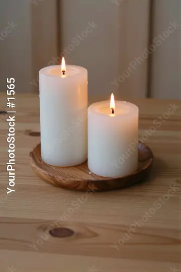 Lit Candles on Wooden Tray table home decor event setting