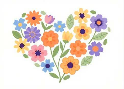 Heart-Shaped Flower Arrangement heart shape colorful flowers