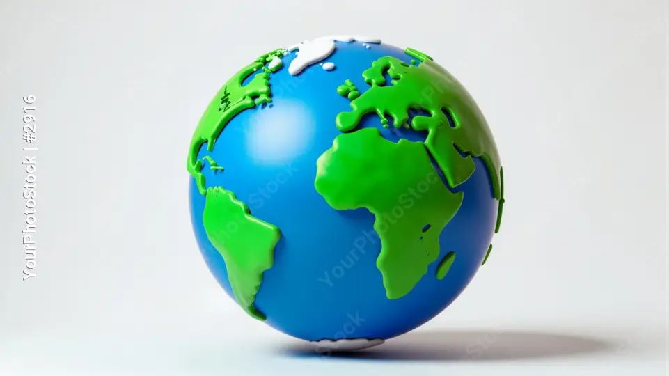 Globe earth planet 3d cartoon on a white background