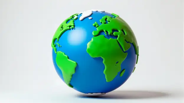 Globe earth planet 3d cartoon on a white background
