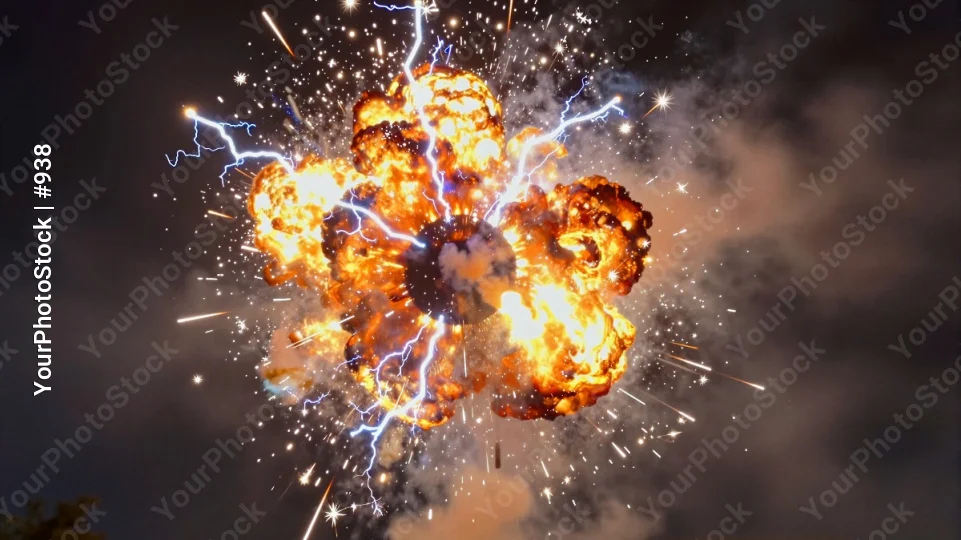 Explosion in the Sky with Fire and Smoke sparks