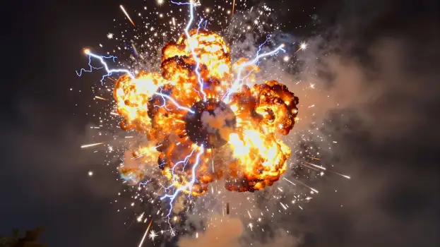 Explosion in the Sky with Fire and Smoke sparks