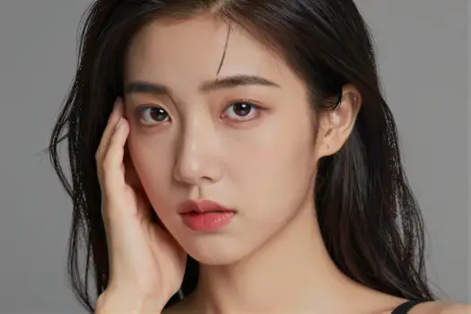 Young Asian Woman with Serious Expression Deep in Thought