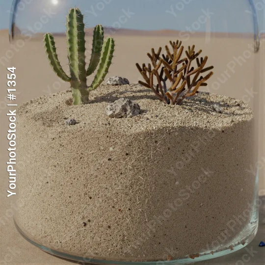 Cactus in Glass Terrarium with Succulents light-colored material