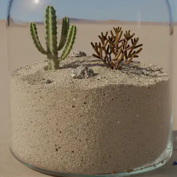 Cactus in Glass Terrarium with Succulents light-colored material