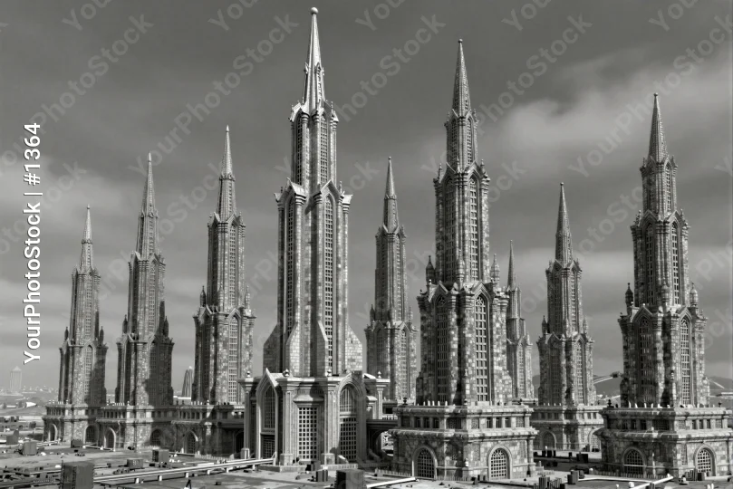 Gothic Buildings Grid Black and White architecture