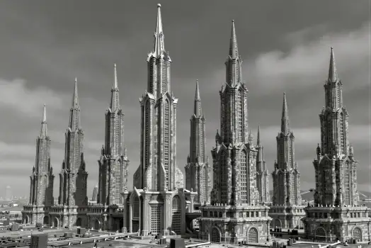 Gothic Buildings Grid Black and White architecture
