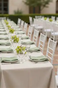 Elegant Formal Dinner Table Setup white plates