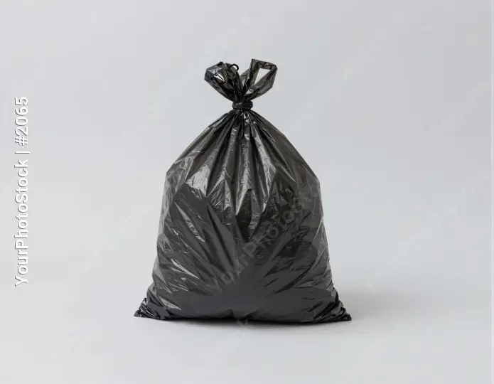 Black Garbage Bag on White Background transparent recycle