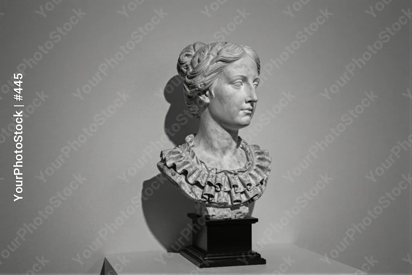 Marble Bust Portrait Woman Serious Expression