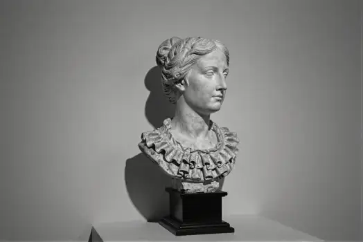 Marble Bust Portrait Woman Serious Expression