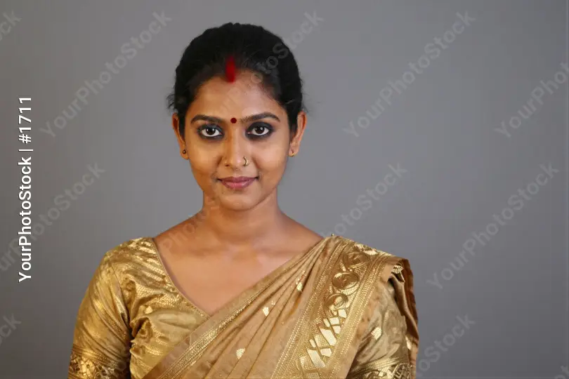 Young Indian Woman in Traditional Saree Smiling