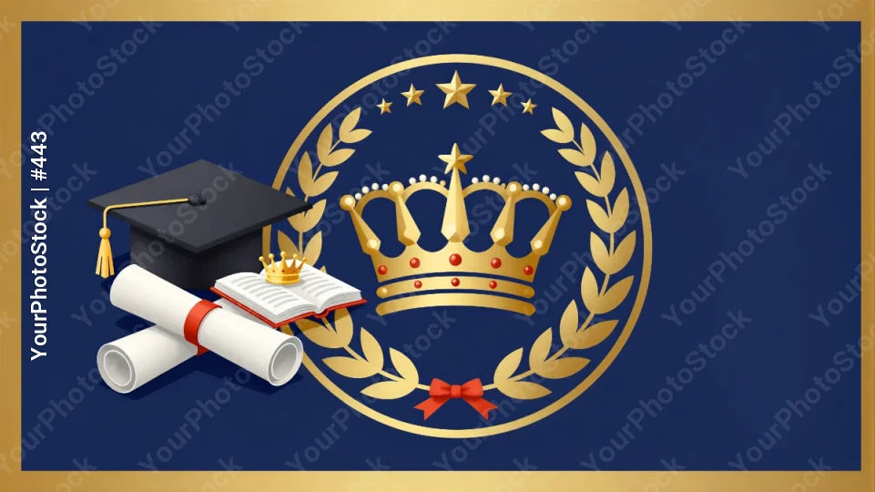 Graduation Cap and Diploma Digital Illustration