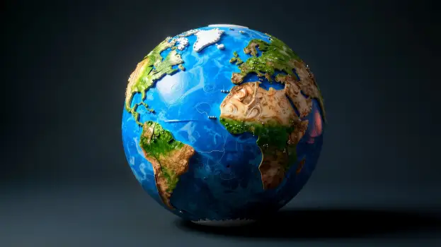 Earth Globe on a black background cartoon 3d