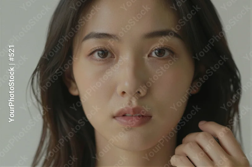 Serious Young Woman with Loose Waves Looking Thoughtful asian woman