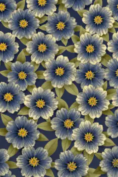 Blue Flowers with Yellow Centers on Dark Background