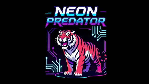 Neon Predator Advertisement with tiger retro