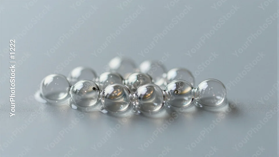 Transparent Glass Beads on Gray Surface transparent beads