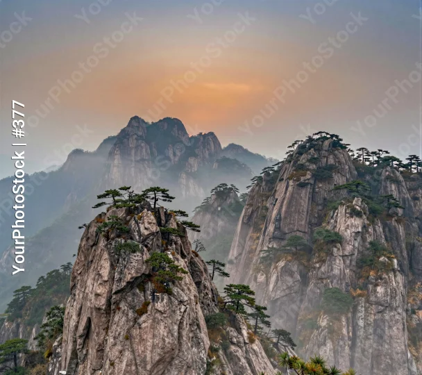 Mountain Range at Sunset landscape orange sky