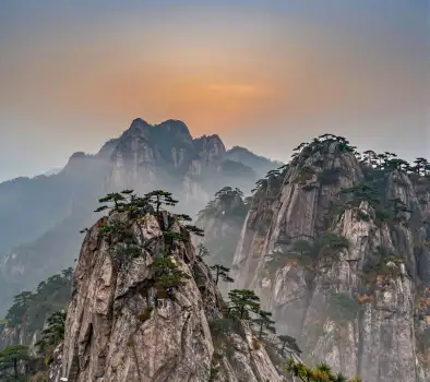 Mountain Range at Sunset landscape orange sky