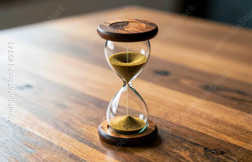 Sand Hourglass on Table time flow
