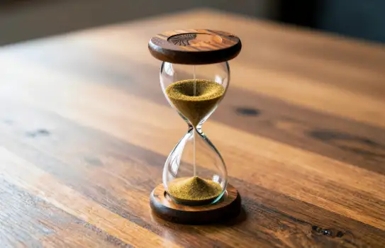 Sand Hourglass on Table time flow