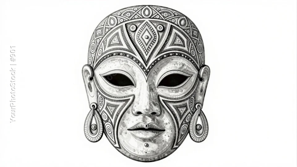 African Tribal Mask Design geometric traditional