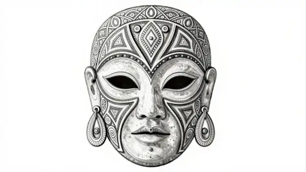 African Tribal Mask Design geometric traditional
