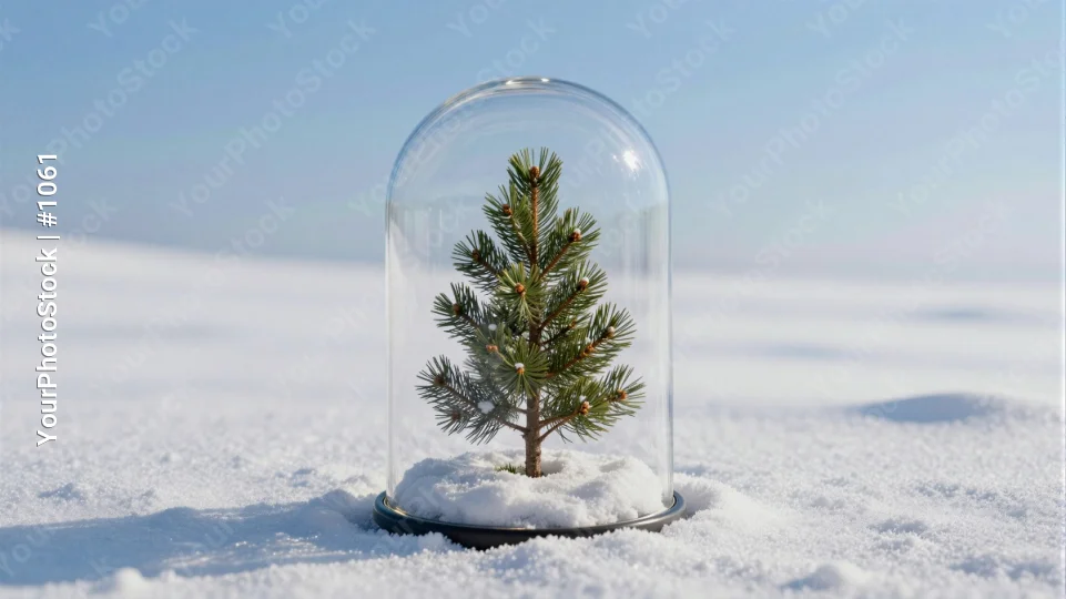Small Pine Tree in Snow Dome glass dome winter