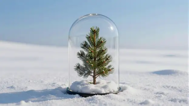 Small Pine Tree in Snow Dome glass dome winter