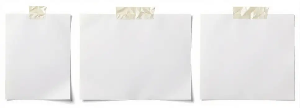 Three White Sheets of Paper Triangular Formation Adhesive Tape sticky note