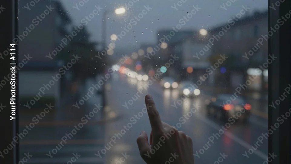 Person Pointing to Wet City Street at Night cars