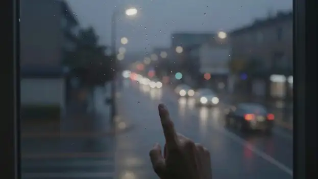 Person Pointing to Wet City Street at Night cars