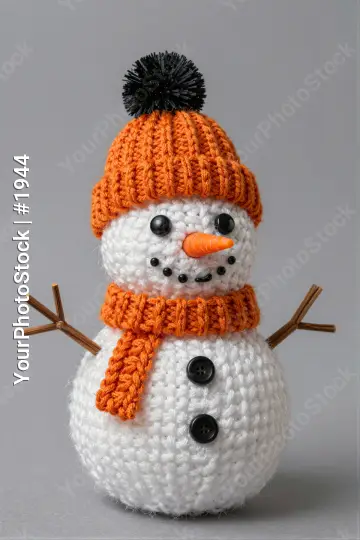 Crocheted Snowman Craft handmade yarn white buttons