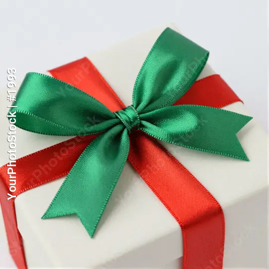 White Gift Box with Red Ribbon Bow white paper