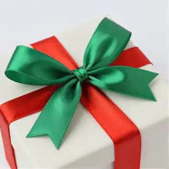 White Gift Box with Red Ribbon Bow white paper