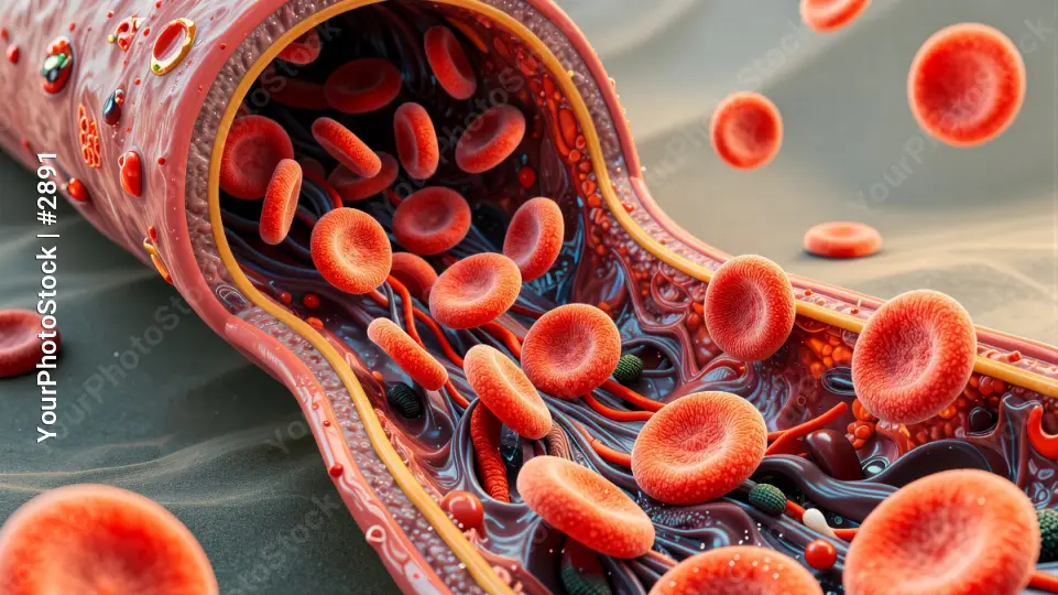 Microscopic View of Red Blood Cells in Motion