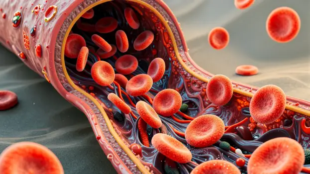 Microscopic View of Red Blood Cells in Motion