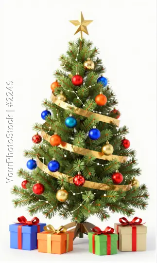 Christmas Tree with Ornaments and Gift Boxes gifts