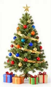 Christmas Tree with Ornaments and Gift Boxes gifts