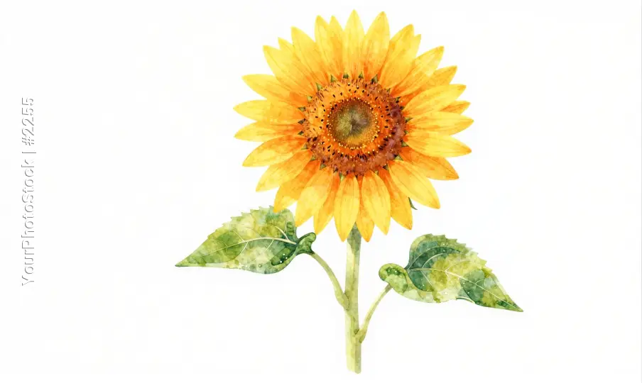 Sunflower Watercolor Illustration yellow petals
