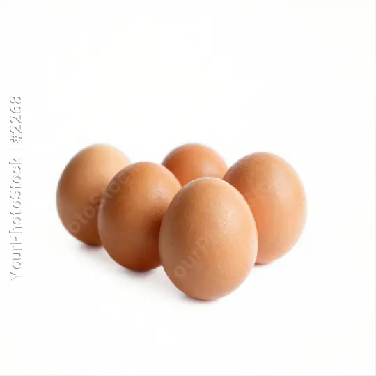 Group of Brown Eggs on White Background fresh eggs