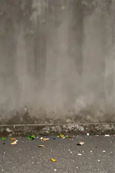 Street with Trash and Fog plastic bottles cans