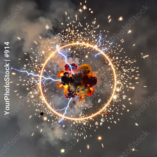 Fiery Explosion Circle digital illustration orange