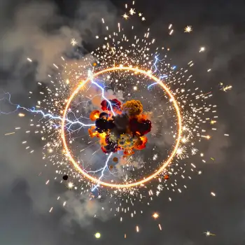 Fiery Explosion Circle digital illustration orange