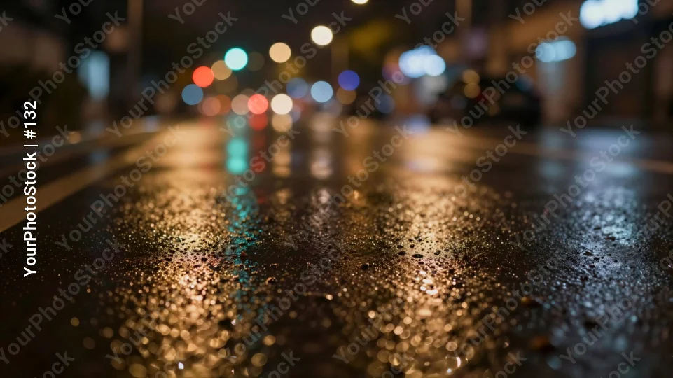 Wet Road at Night bokeh city street rainy gloomy