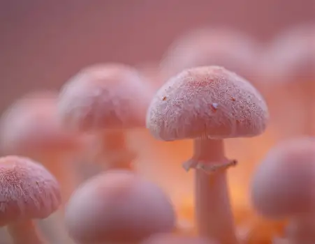 Close-up of Pink Mushrooms Cluster nature fungi