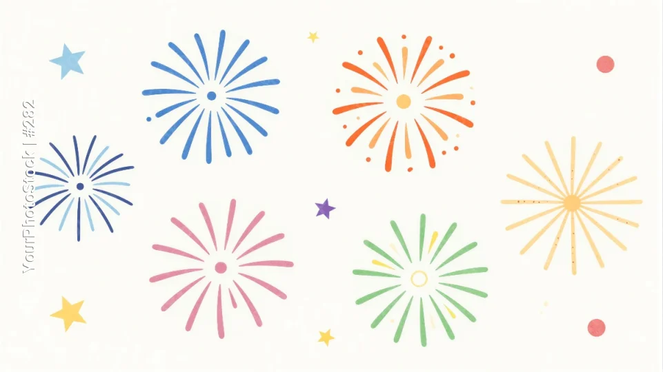 Colorful Fireworks Illustrations Grid playful