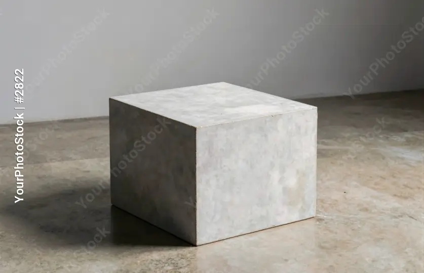 Modern Cube Sculpture on Concrete Floor product visualization