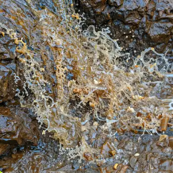 Close-up of Rocky Surface with Seaweed Foam nature
